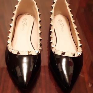 Forever Black & Gold Studded Flats